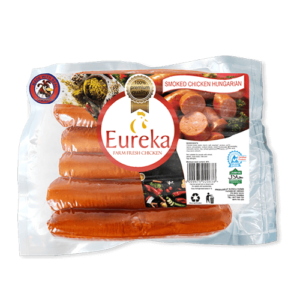 A pack of Eureka smoked chicken Hungarian sausages