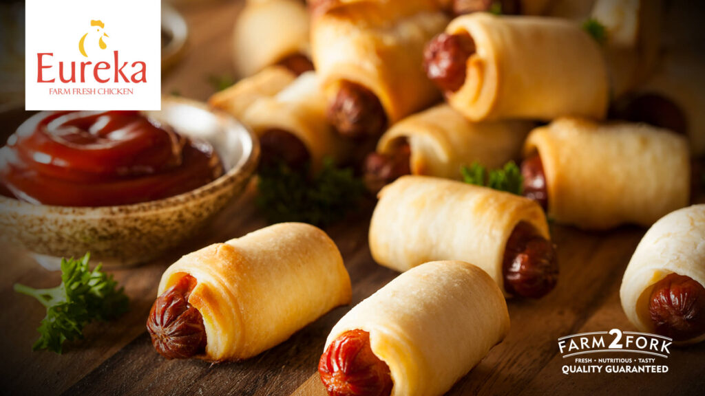 Plated Mini Hot Dogs With Eureka Chicken Vienna Sausages and Pineapple Sauce | Eureka Chicken Vienna